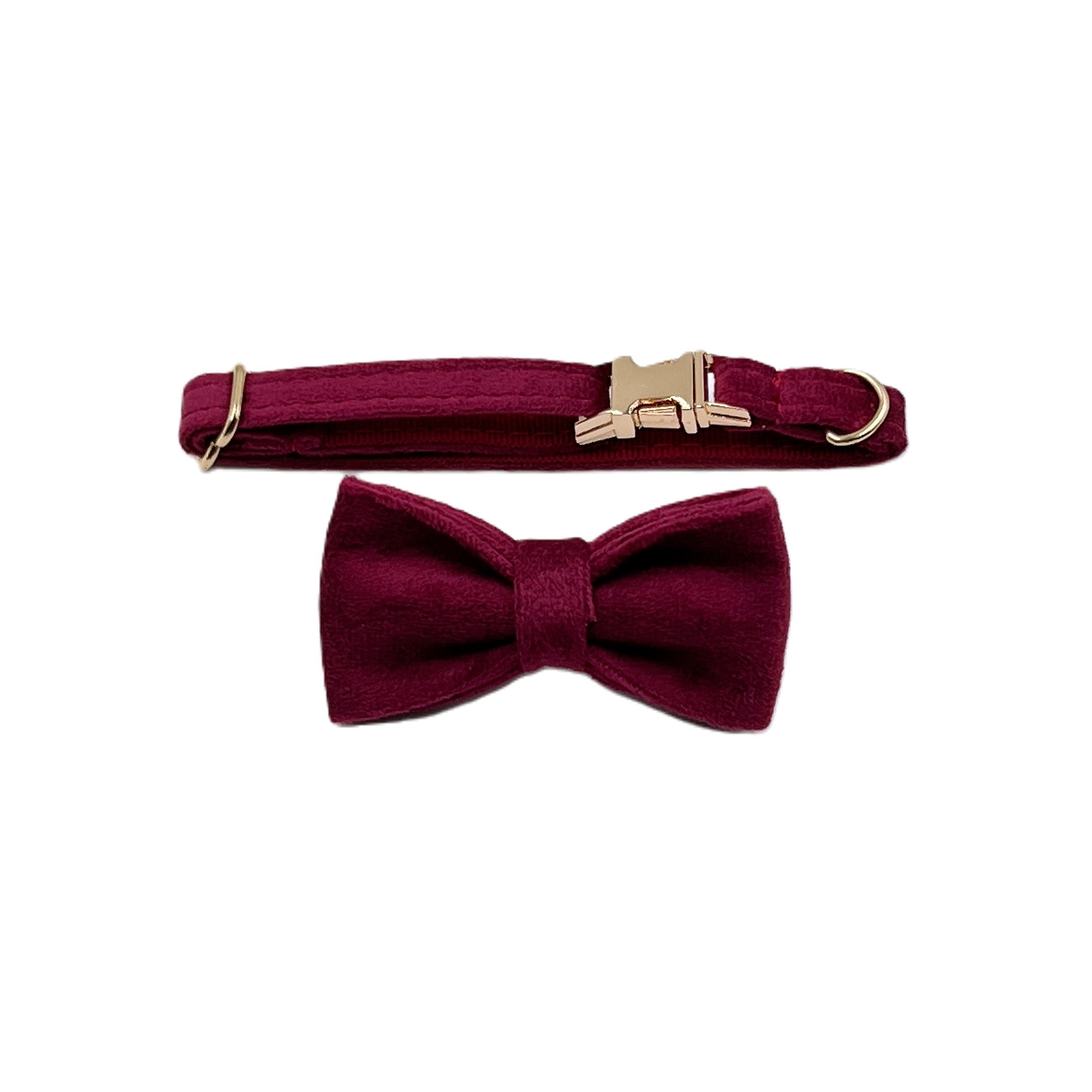 Wine Red Velvet Cat Collar